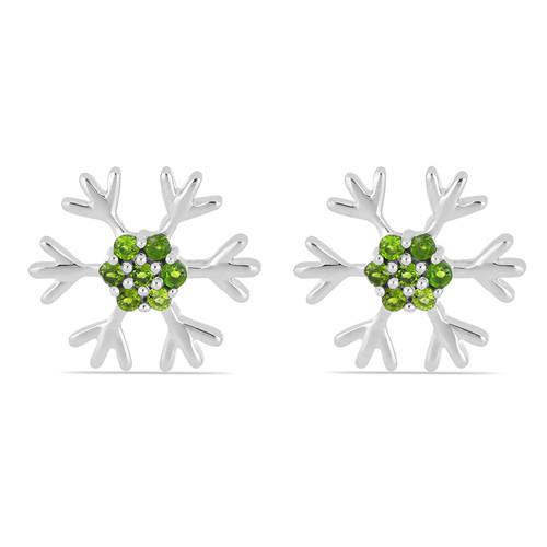 BUY NATURAL CHROME DIOPSIDE GEMSTONE CLASSIC EARRINGS IN 925 SILVER